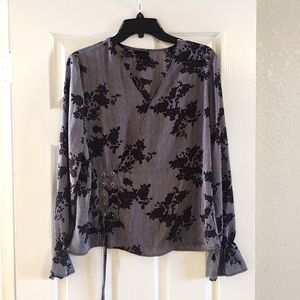 Modern striped/patterned surplice blouse